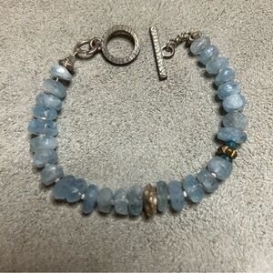 Handmade Aquamarine/Silver Bead Bracelet